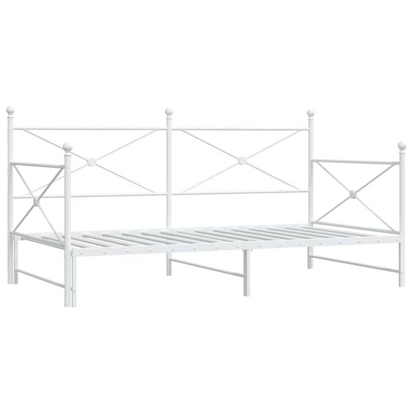 vidaXL Tagesbett Ausziehbar ohne Matratze Wei&szlig; 107x203 cm Stahl