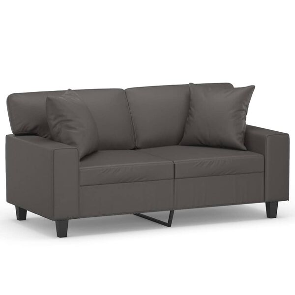 vidaXL 2-Sitzer-Sofa mit Kissen Grau 120 cm Kunstleder