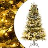 vidaXL Weihnachtsbaum mit Beleuchtung und Kiefernzapfen Gr&uuml;n 195 cm