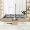 vidaXL Garten-Sofa-Set mit Kissen 5 pcs Beige Poly Rattan