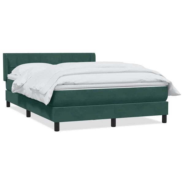 vidaXL Boxspringbett mit Matratze Dunkelgr&uuml;n 140x210 cm Samt