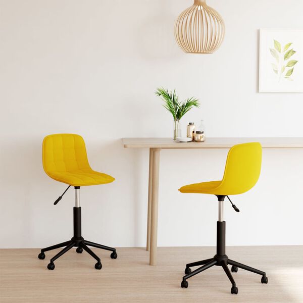 vidaXL Esszimmerst&uuml;hle 2 Stk. Drehbar Gelb Samt