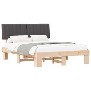 vidaXL Bettgestell mit gepolstertem Kopfteil Dunkelgrau 160 x 200 cm