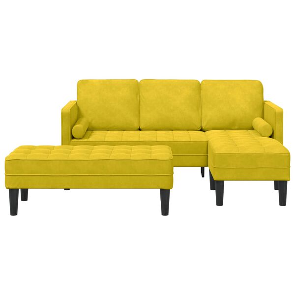 vidaXL Sofa Set mit Kissen 2 pcs Gelb Polyester