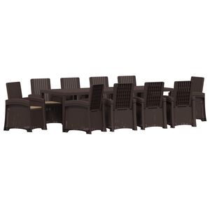 vidaXL Garten Essgruppe 11 stk. Braun und Taupe PP