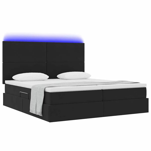 vidaXL Bett mit LED-Lichtleisten Schwarz 180 x 200 cm Samt