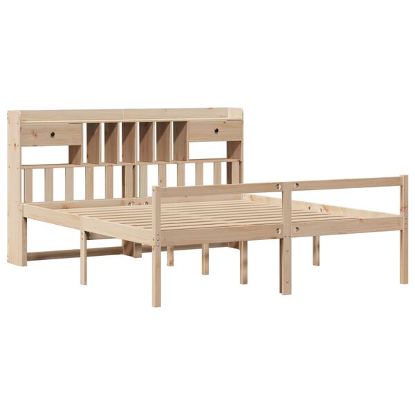 vidaXL Massivholzbett mit Regal ohne Matratze 180x200 cm Kiefernholz