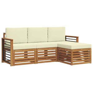vidaXL Outdoor-Sofagarnitur mit Kissen 4 pcs Natur und Creme