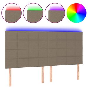 vidaXL LED Kopfteil Taupe 200x5x118/128 cm Stoff