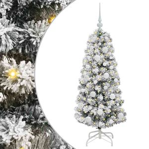 vidaXL K&uuml;nstlicher klappbarer Weihnachtsbaum Gr&uuml;n und Wei&szlig; 120 cm