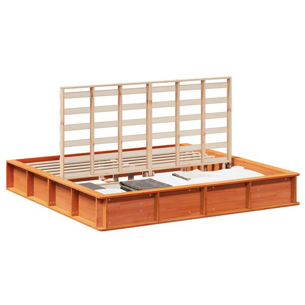 vidaXL Bettrahmen Wachsbraun 200 x 200 cm Massives Kiefernholz