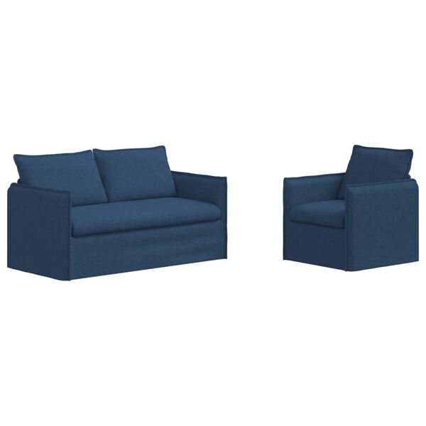 vidaXL Sofa 2 pcs Blau 196 x 82 x 85 cm Stoff