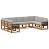 vidaXL Outdoor-Sofagarnitur mit Kissen 9 pcs Nat&uuml;rlich und Hellgrau