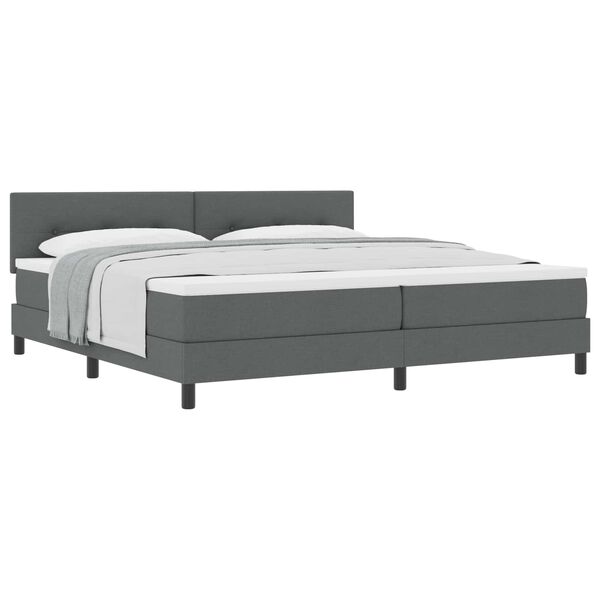 vidaXL Boxspringbett mit Matratze Dunkelgrau 200 x 200 cm Stoff