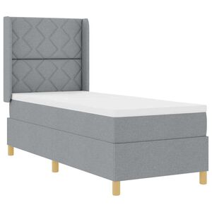 vidaXL Boxspringbett mit LED-Lichtleisten Hellgrau 80 x 200 cm Stoff