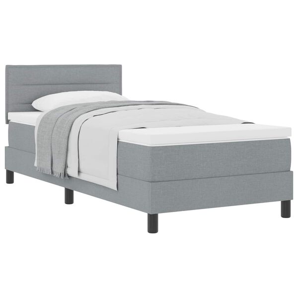 vidaXL Boxspringbett mit Matratze Hellgrau 90 x 200 cm Stoff