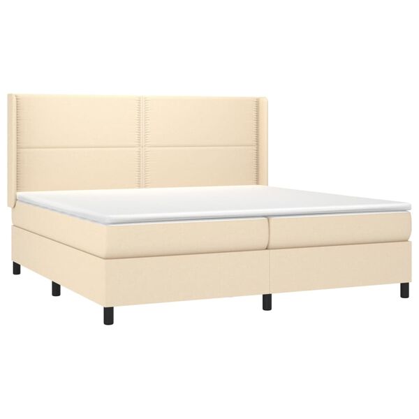 vidaXL Boxspringbett mit Matratze & LED Creme 200x200 cm Stoff