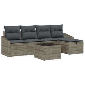 vidaXL Sofa Set mit Kissen mit Speicher Grau Poly-Rattan