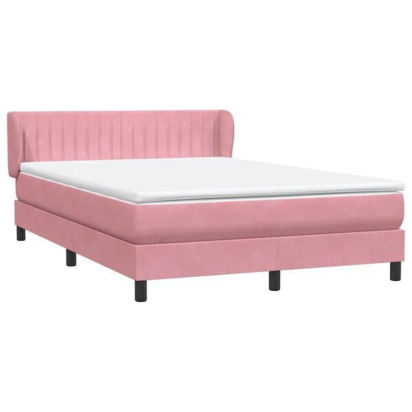 vidaXL Boxspringbett mit Matratze Rosa 140x220 cm Samt