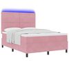 vidaXL LED Boxspringbett mit Matratze Rosa 140 x 190 cm Stoff