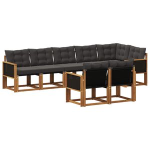 vidaXL Outdoor-Sofagarnitur mit Kissen 8 pcs Nat&uuml;rlich und Schwarz