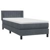 vidaXL Boxspringbett mit Matratze Dunkelgrau 90x210 cm Samt