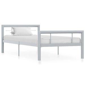 vidaXL Bettgestell Grau und Wei&szlig; Metall 100 &times; 200 cm