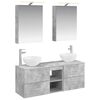 vidaXL Badezimmerm&ouml;bel-Set 5 stk. Betongrau Ingenieurholz und Glas