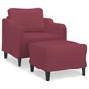 vidaXL Sessel mit Hocker Weinrot 60 cm Stoff