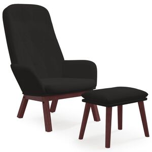 vidaXL Relaxsessel mit Hocker Schwarz Samt