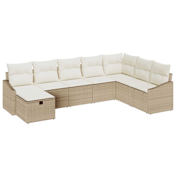 vidaXL Garten-Sofa-Set 8 pcs Beige 55 x 62 x 69 cm Poly Rattan