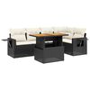 vidaXL 6-tlg. Garten-Sofagarnitur mit Kissen Schwarz Poly Rattan
