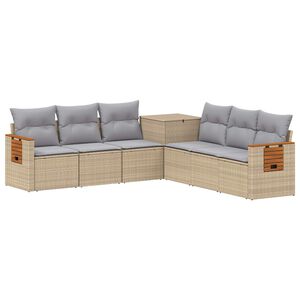 vidaXL Sofa Set 7 stk. Beige und Hellgrau Polyrattan und Stahl