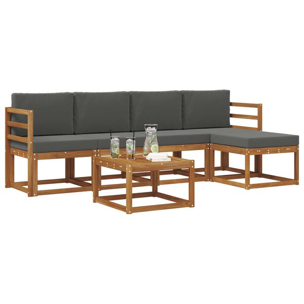 vidaXL Outdoor-Sofagarnitur mit Kissen 6 pcs Natur und Anthrazit