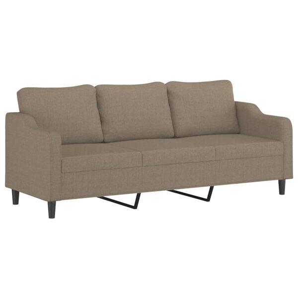 vidaXL 3-Sitzer-Sofa mit Hocker Taupe 210 cm Stoff