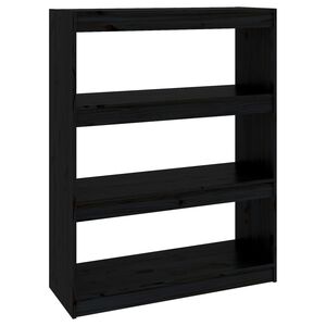 vidaXL B&uuml;cherregal/Raumteiler Schwarz 80x30x103,5 cm Massivholz Kiefer
