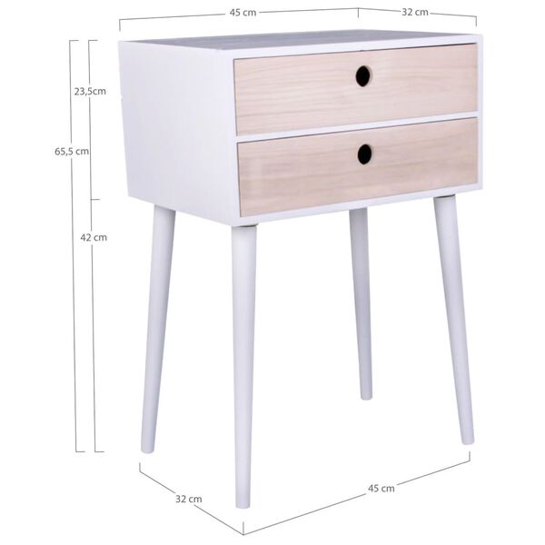 House Nordic Nachttisch Annelies Wei&szlig; und Natur