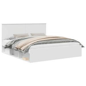 vidaXL Bettrahmen mit Kopfteil Wei&szlig; 180 x 200 cm Massives Kiefernholz