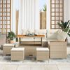 vidaXL Garten-Sofa-Set mit Kissen mit Speicher Beige Poly Rattan