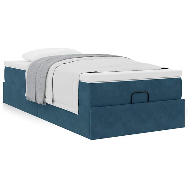 vidaXL Ottoman-Bett mit Matratze Dunkelblau 90x200 cm Samt