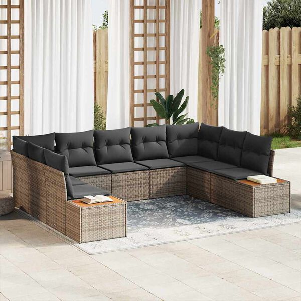 vidaXL Gartensofa-set mit Kissen mit Speicher 5 pcs Grau Polyrattan