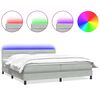 vidaXL Boxspringbett mit Matratze & LED Hellgrau 200x210 cm Samt