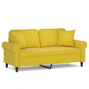 vidaXL 2-Sitzer-Sofa mit Zierkissen Gelb 140 cm Samt