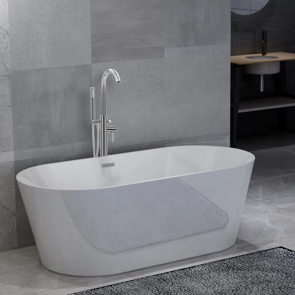 vidaXL Freistehende Badewanne und Wasserhahn 220 L 118,5 cm Silbern