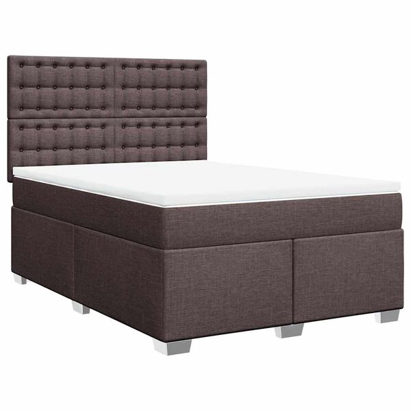 vidaXL Boxspringbett mit Matratze Dunkelbraun 140x190 cm Stoff