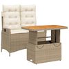 vidaXL 2-tlg. Garten-Essgruppe mit Kissen Beige Poly Rattan