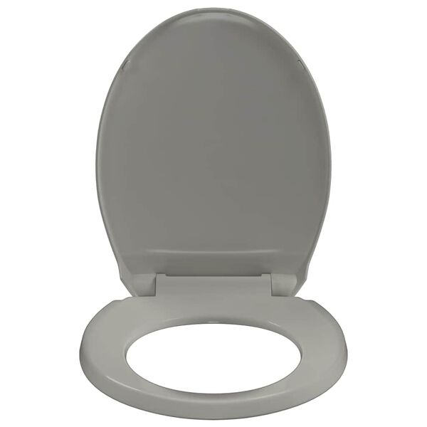 vidaXL Toilettensitz mit Absenkautomatik Quick-Release Grau Oval