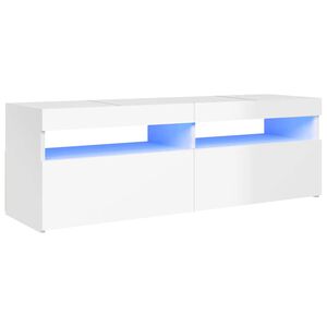 vidaXL TV-Schrank mit LED-Leuchten Hochglanz-Wei&szlig; 120x35x40 cm