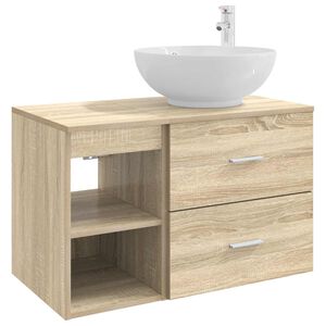 vidaXL Badezimmerm&ouml;bel-Set 2 pcs Sonoma-Eiche Holzwerkstoff