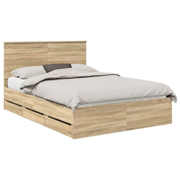 vidaXL Bettrahmen Sonoma-Eiche 140 x 190 cm Ingenieurs Holz